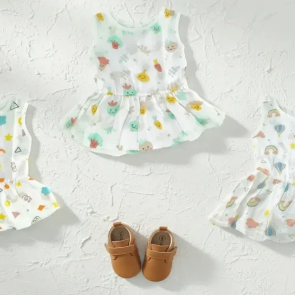 Muslin Frock Button 3-Pack
