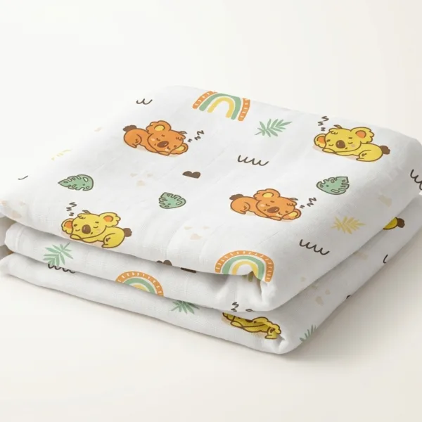 Yobrina Muslin Swaddle Blanket for Newborns, Soft Cotton, 95x95 cm, Multipurpose Wrap, Unisex Prints,0-24 Months, Assorted prints