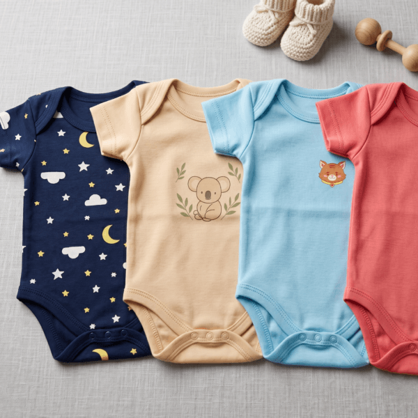 Premium 100% Cotton Interlock Baby Onesies Pack of 4 (0-3 Months) | Soft Breathable Newborn Bodysuits | Short Sleeve Rompers for Baby Boys & Girls